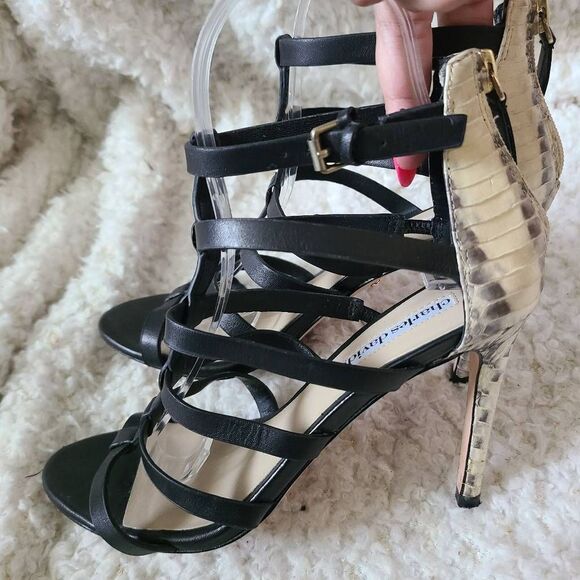 Charles David Idealize Snakeskin Strappy Heels sz 6 - Picture 3 of 5